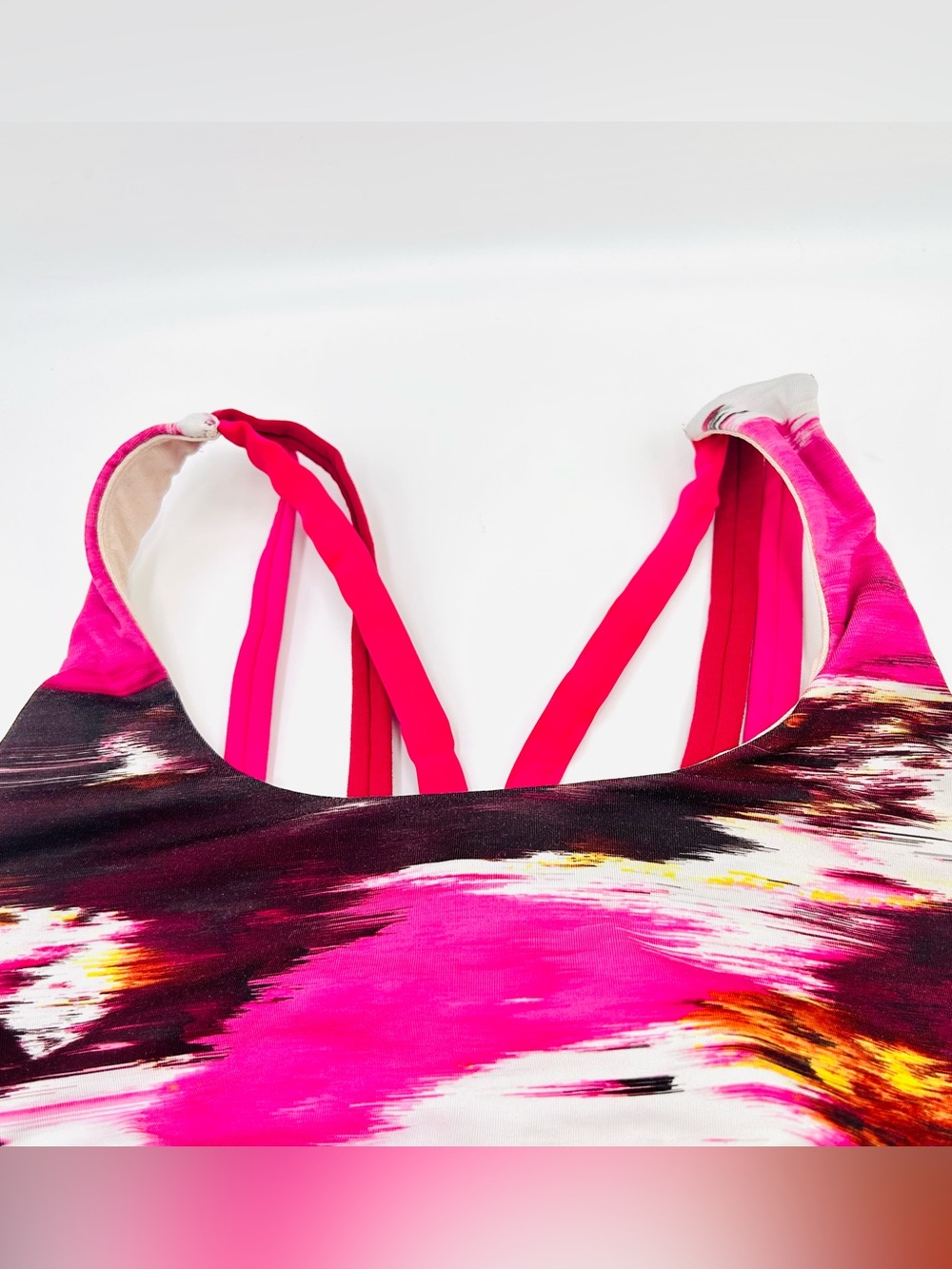 Lululemon Energy Bra Pink Multi Abstract Print Sports Bra women Size 8 - Picture 4 of 5